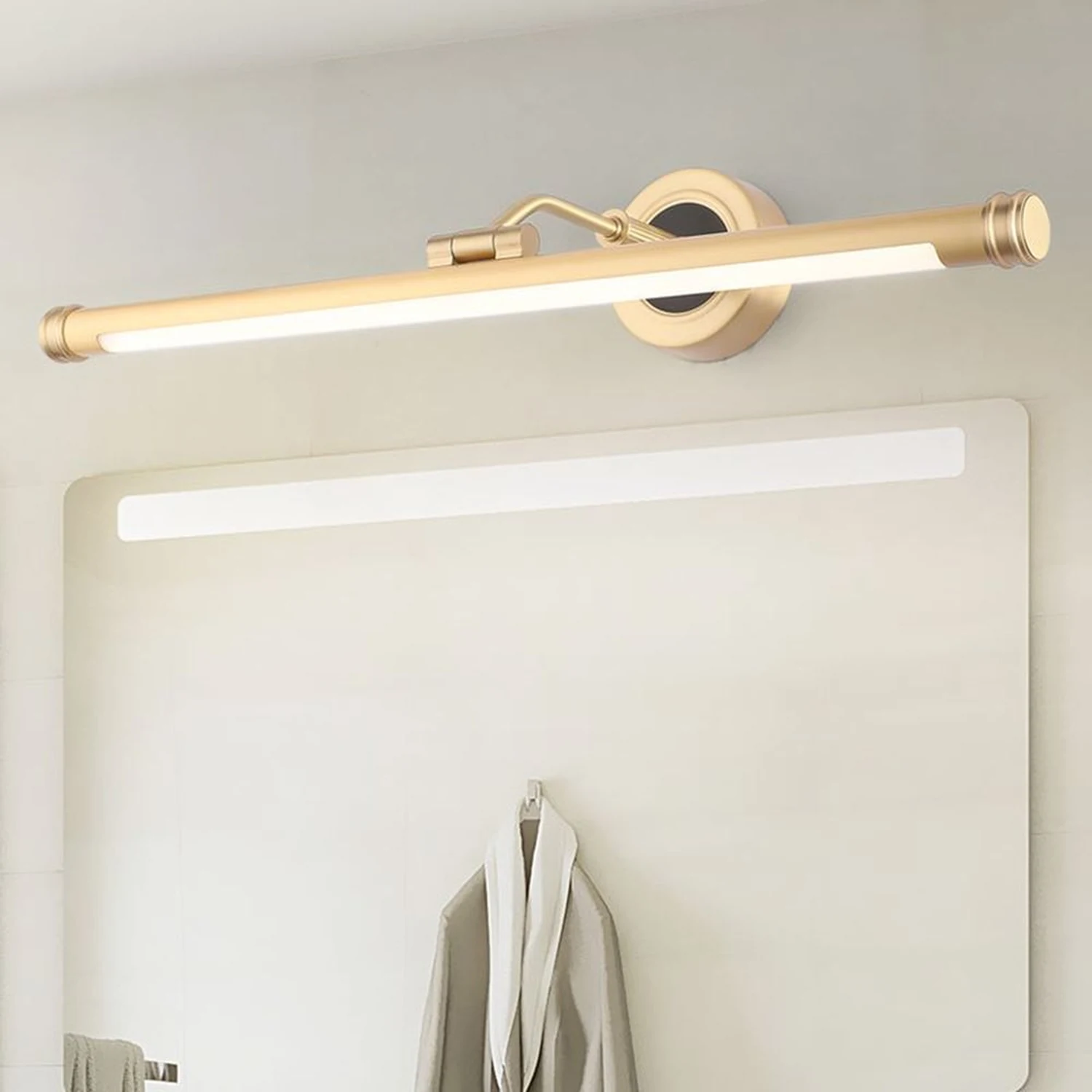 Leigh Spiegelfront Waschtisch-Wandleuchte, Messing, L 43/56/75CM - Lumpaz