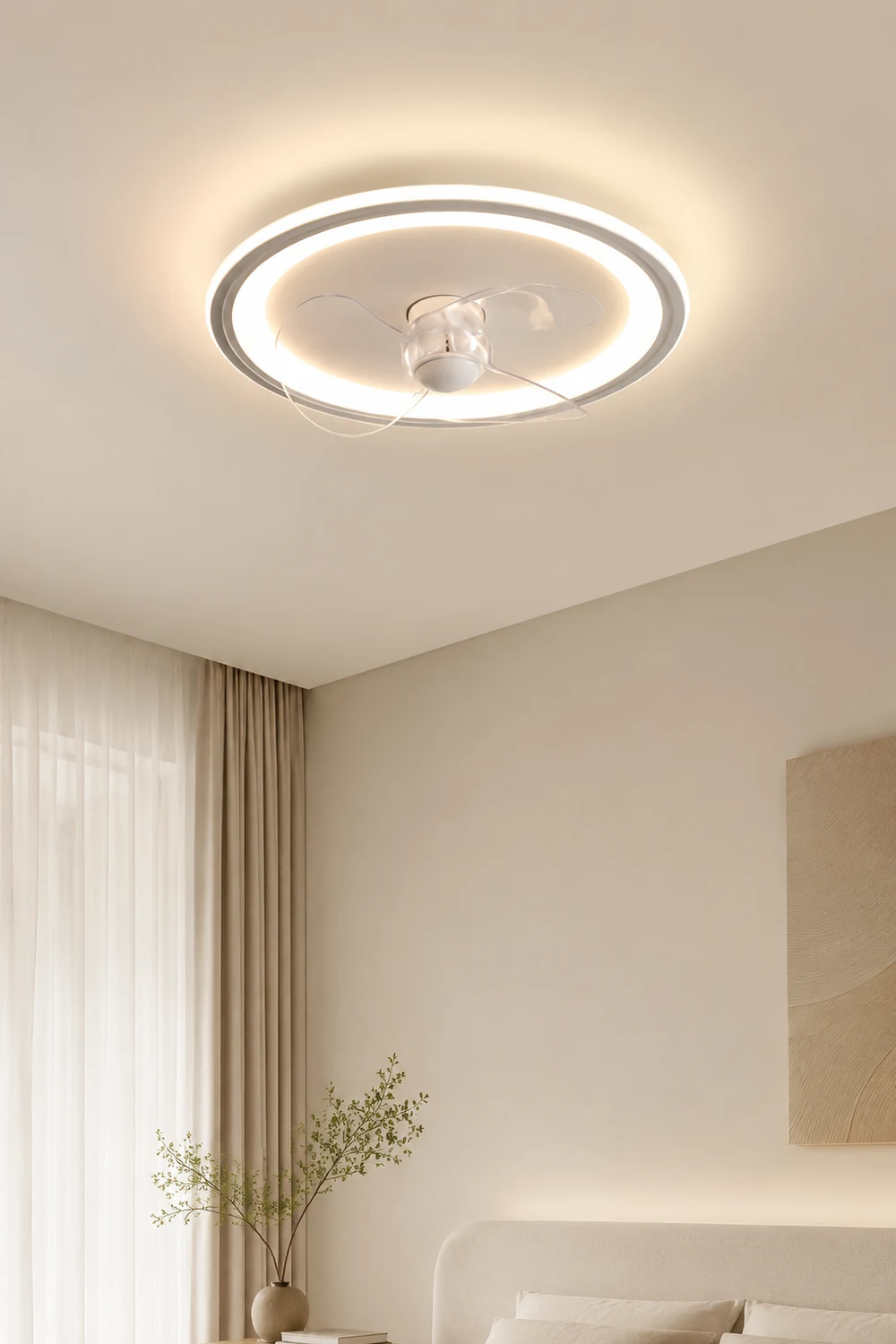 Edge Deckenventilator mit Beleuchtung Ring Weiß, ∅40/50CM - Lumpaz