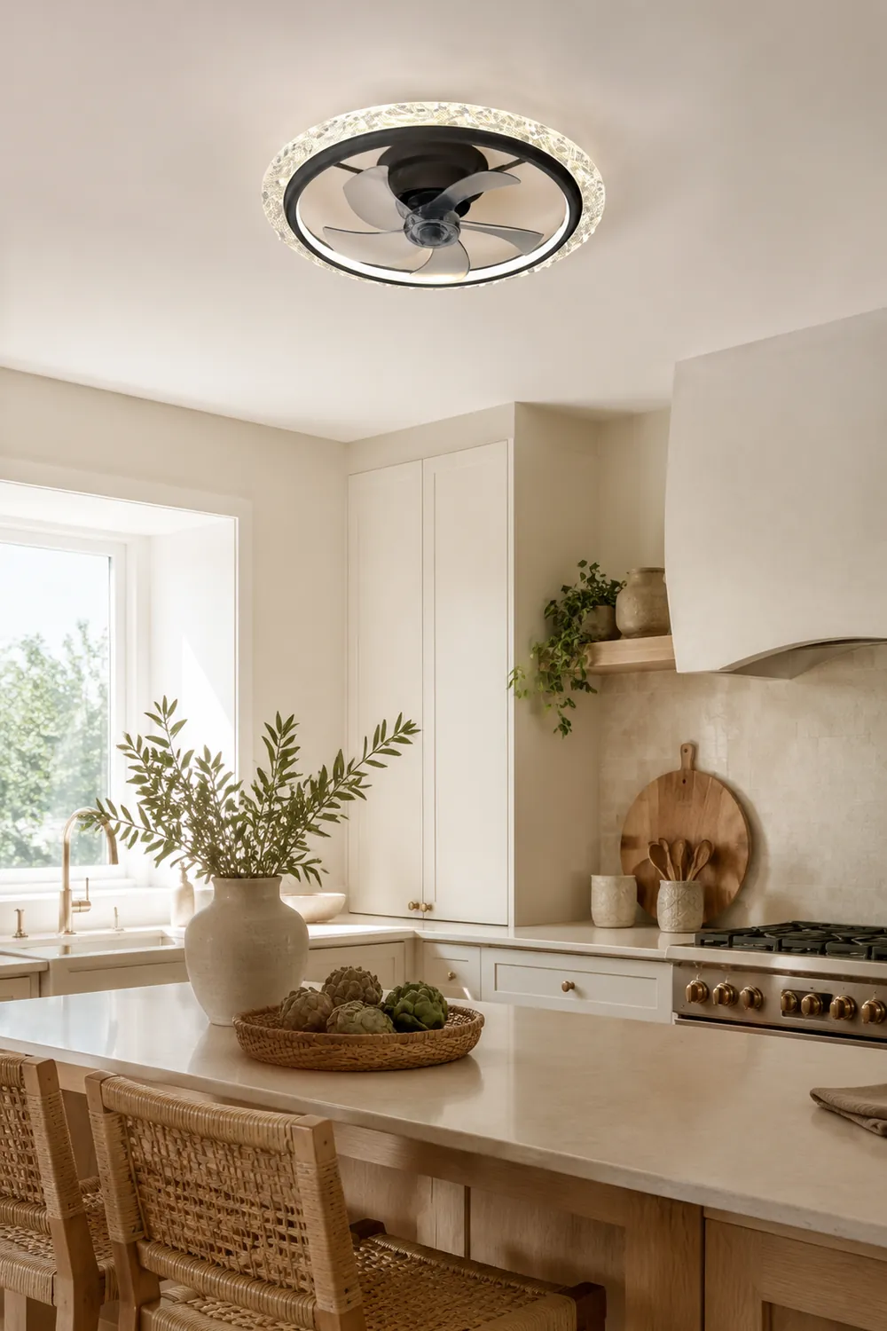 Kirsten Deckenventilator mit Beleuchtung, 2 Farben, 2-flammig, ∅51CM/61CM - Lumpaz