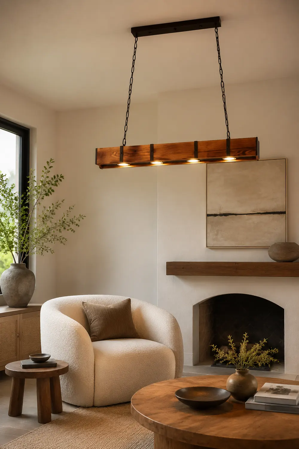 Alessio Pendelleuchte, Metall & Holz, L 100CM - Lumpaz
