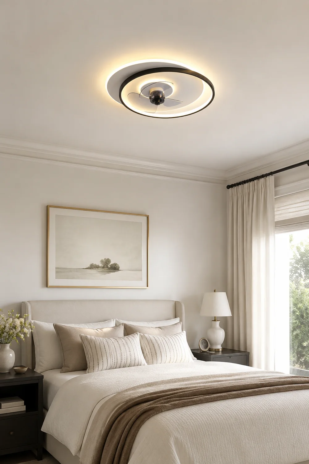Quinn Deckenventilator mit Beleuchtung Doppel-Ring, 2 Farben, ∅46/56CM - Lumpaz