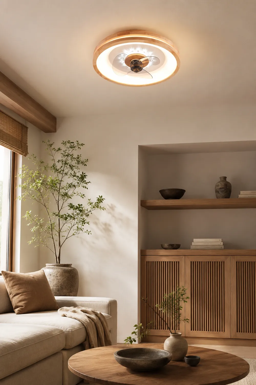Ozawa Deckenventilator mit Beleuchtung Doppel-Licht, 4 Stile, ∅50CM - Lumpaz