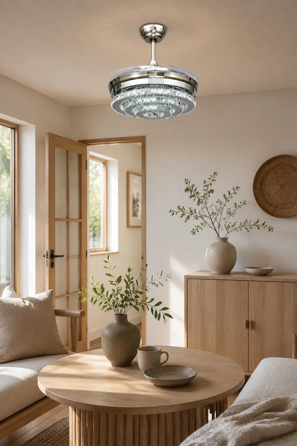 Kirsty Deckenventilator mit Beleuchtung Kristall Chrome, ∅48CM - Lumpaz