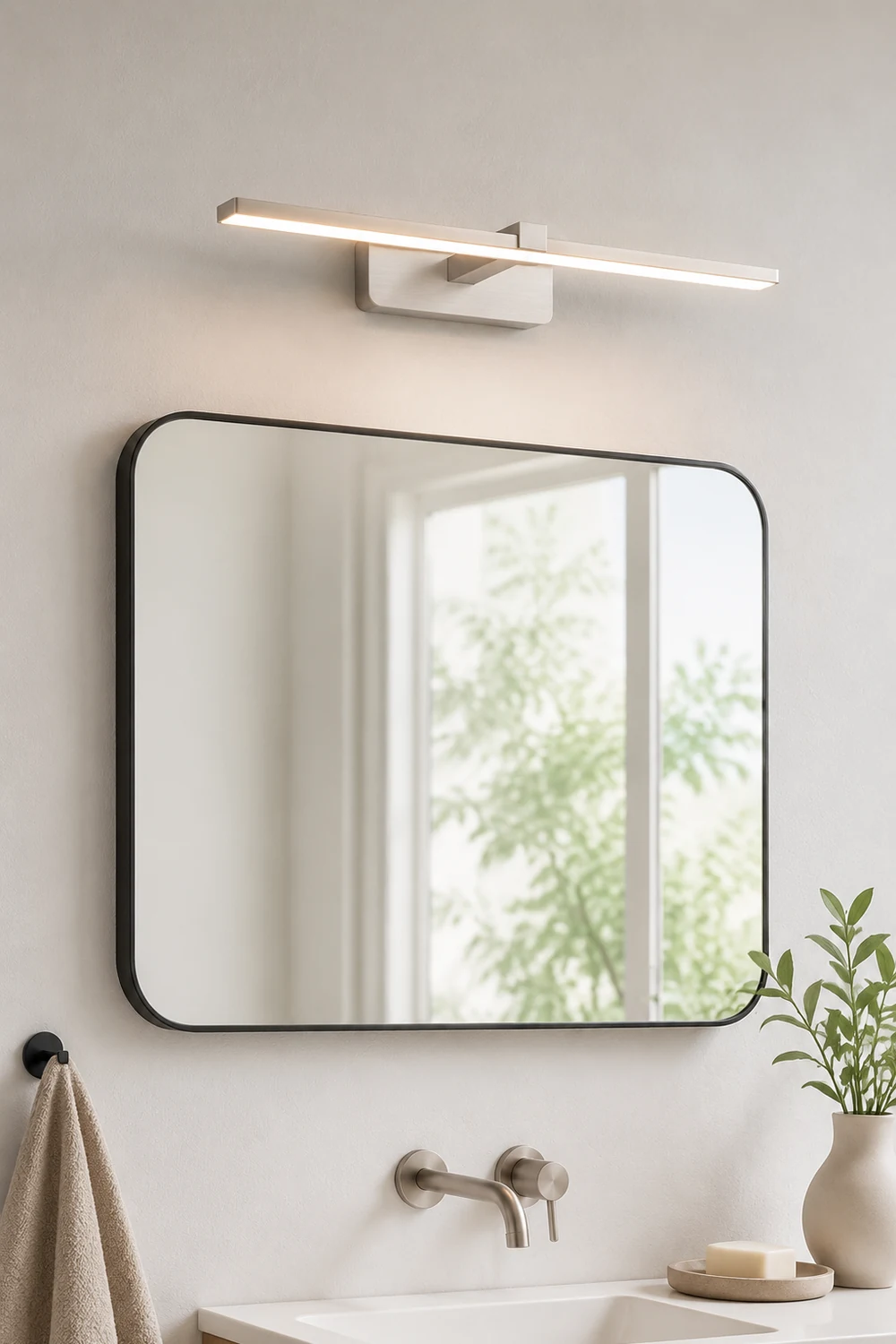 Leigh Spiegelfront Waschtisch-Wandleuchte, Silber, L 39/49/59CM - Lumpaz