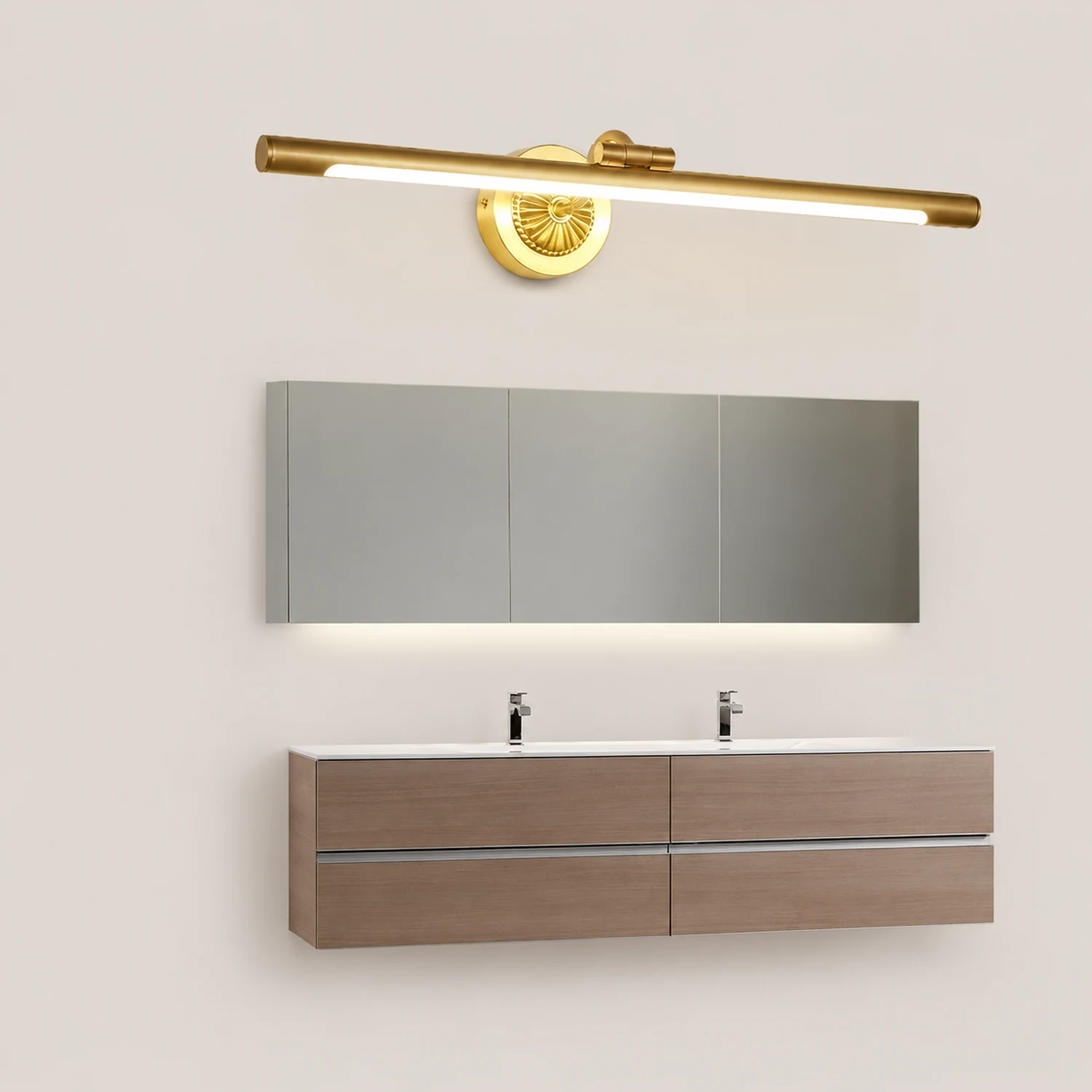 Eryn Gold Spiegelfront Waschtisch-Wandleuchte - Lumpaz