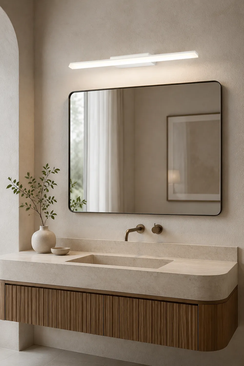 Leigh Spiegelfront Waschtisch-Wandleuchte, L 40/50/60/70CM - Lumpaz
