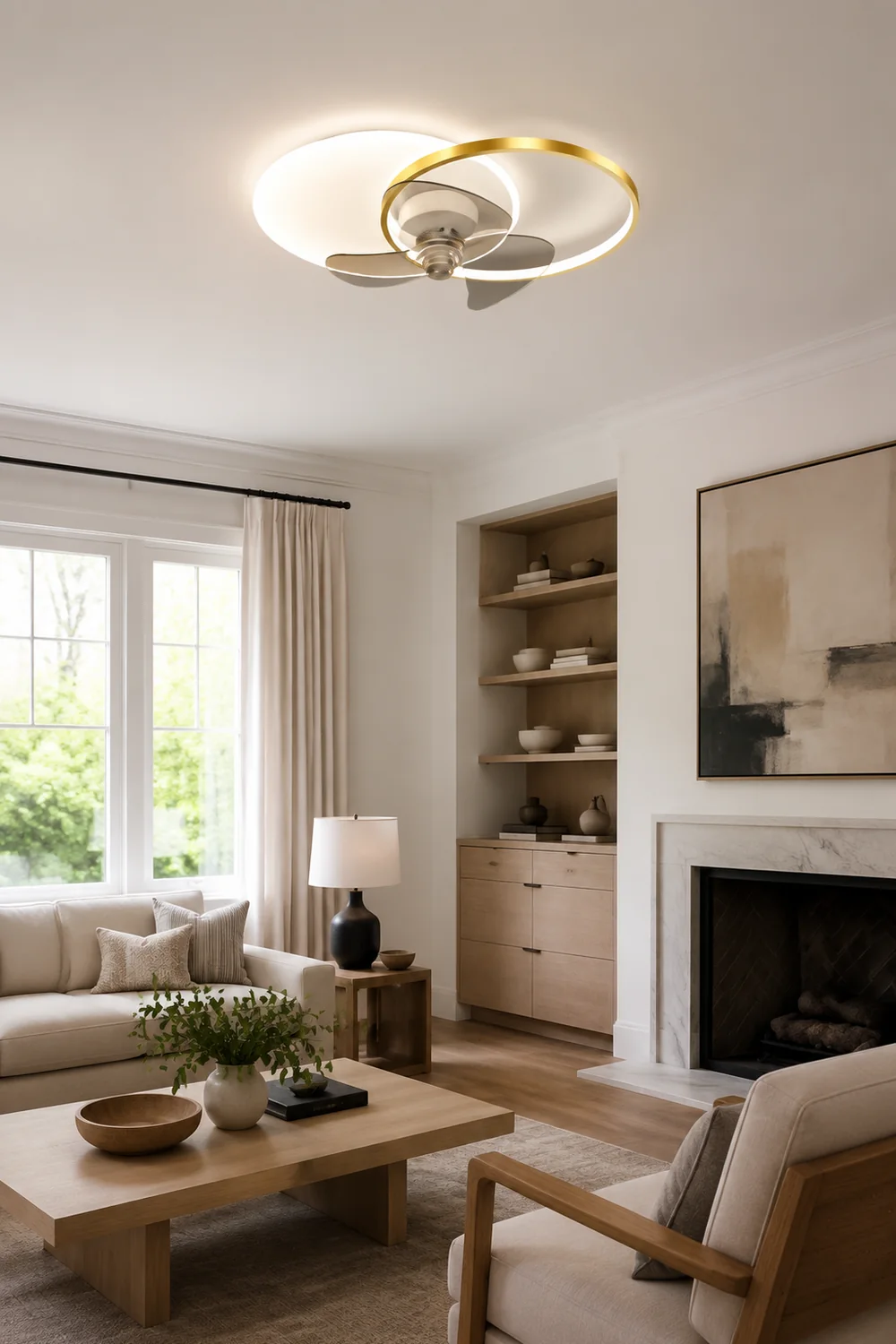 Arisha Deckenventilator mit Beleuchtung 2-Ring, 2 Farben, ∅60CM - Lumpaz