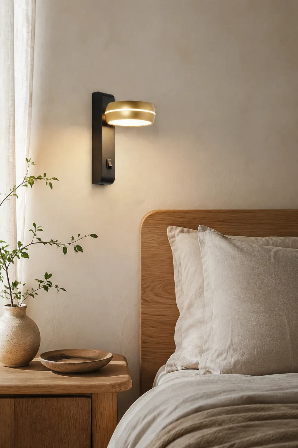 LED-Wandleuchte Schlafzimmer Nachttischlampe mit Schalter Wohnzimmer einfache Drehkopf-Wandleuchte - Lumpaz