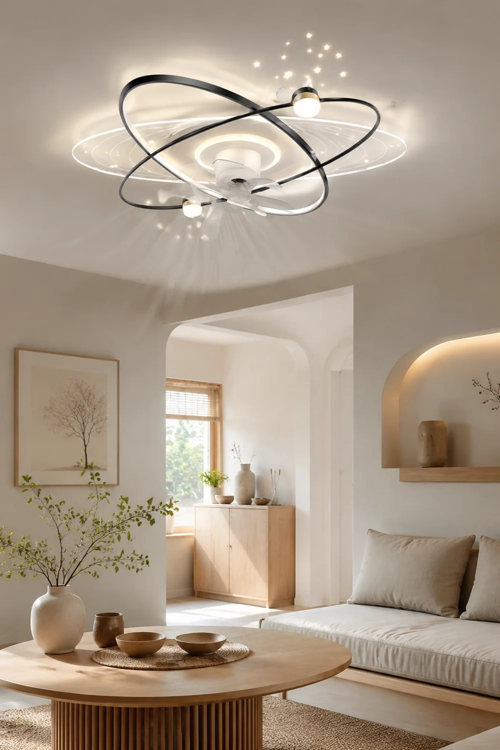 Madina Sternenklar Deckenventilator mit Beleuchtung, 4 Stile, ∅ 50CM/100CM - Lumpaz