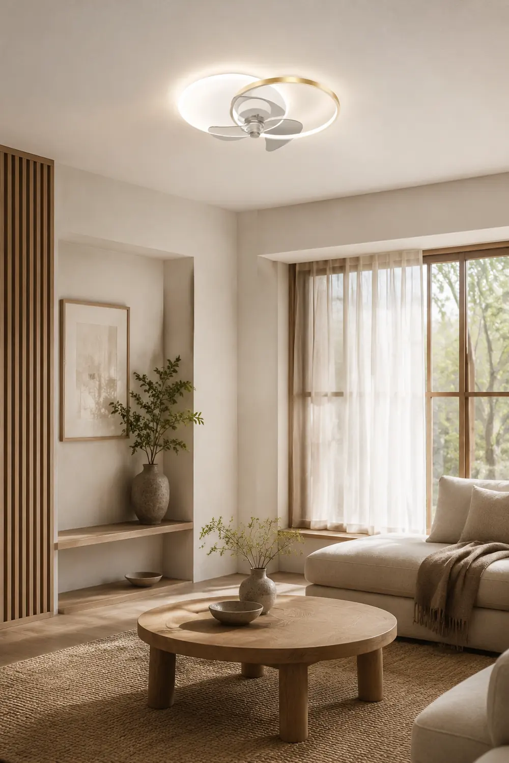 Arisha Deckenventilator mit Beleuchtung 2-Ring, 2 Farben, ∅60CM - Lumpaz