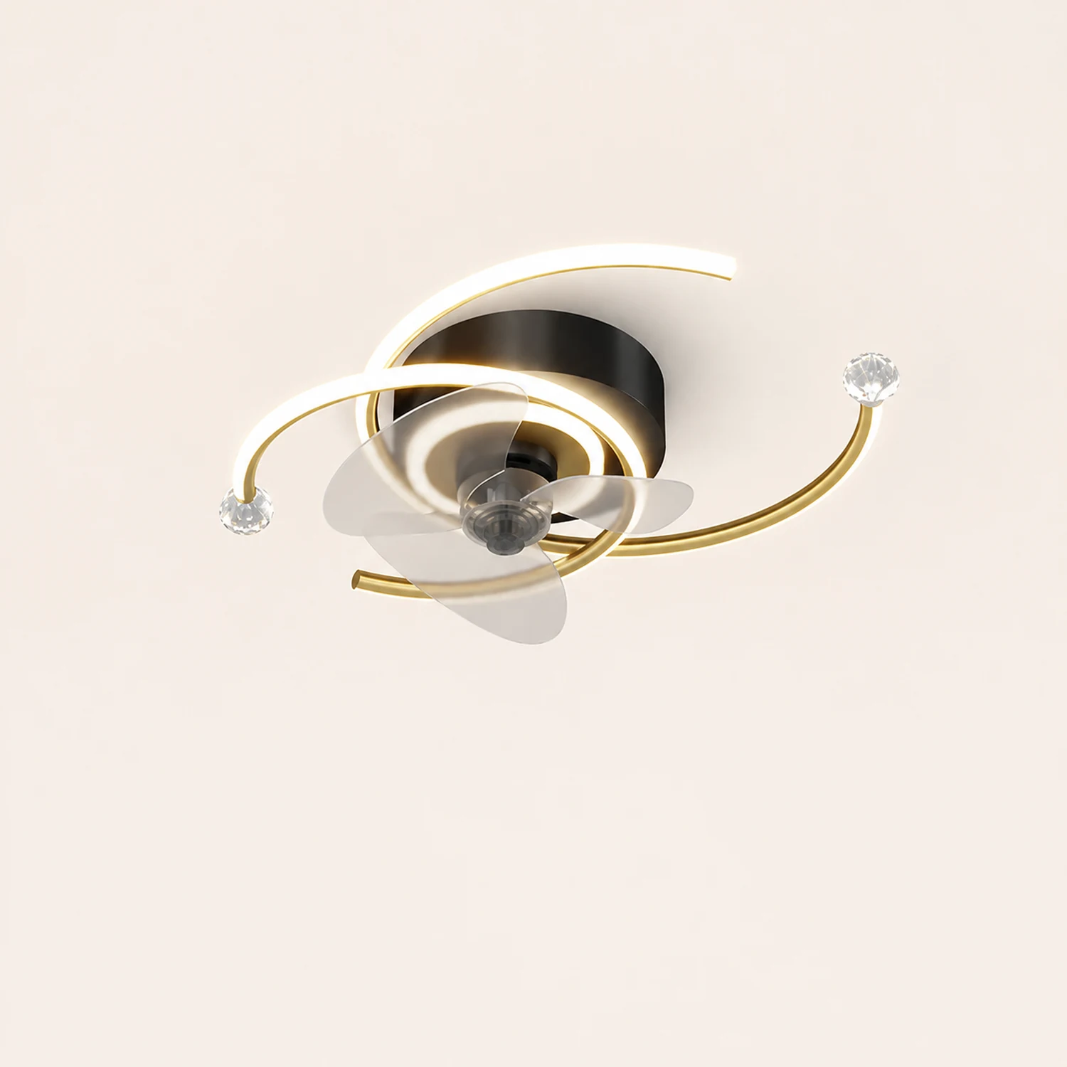 Quinn Deckenventilator mit Beleuchtung 3-Ring, 3 Stile, ∅50/52/53CM - Lumpaz