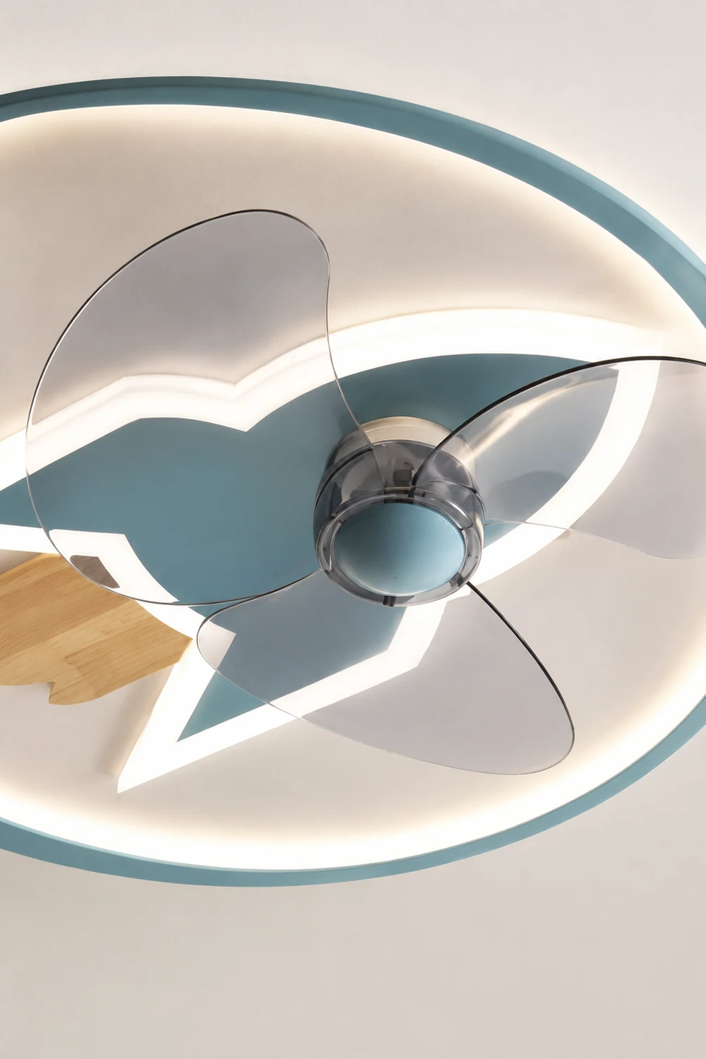 Minori Deckenventilator mit Beleuchtung Raketen-Form, 5 Farben, 2-flammig, ∅46CM/55CM - Lumpaz