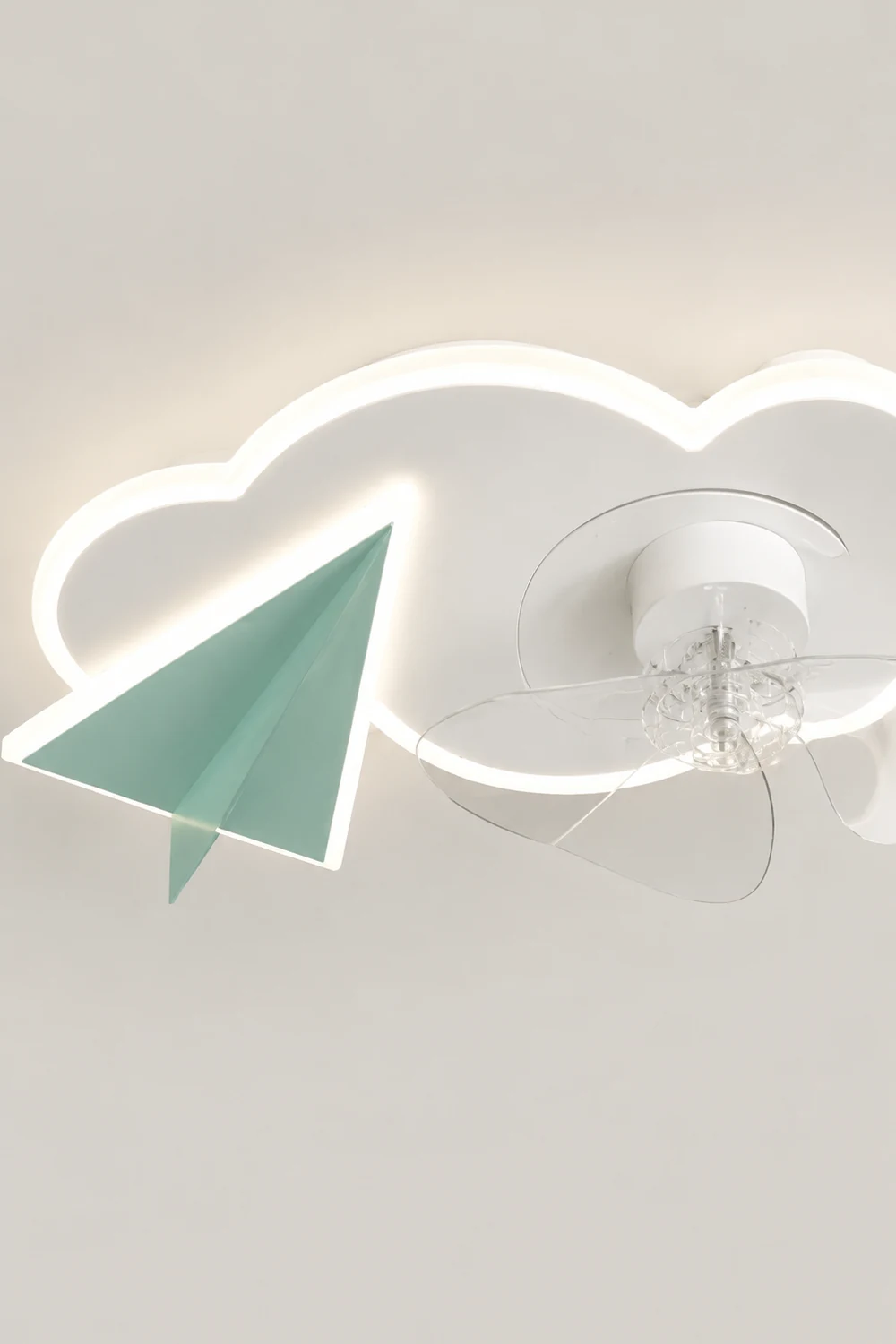 Minori Deckenventilator mit Beleuchtung Wolke & Flugzeug, 2 Farben, ∅53/58CM - Lumpaz