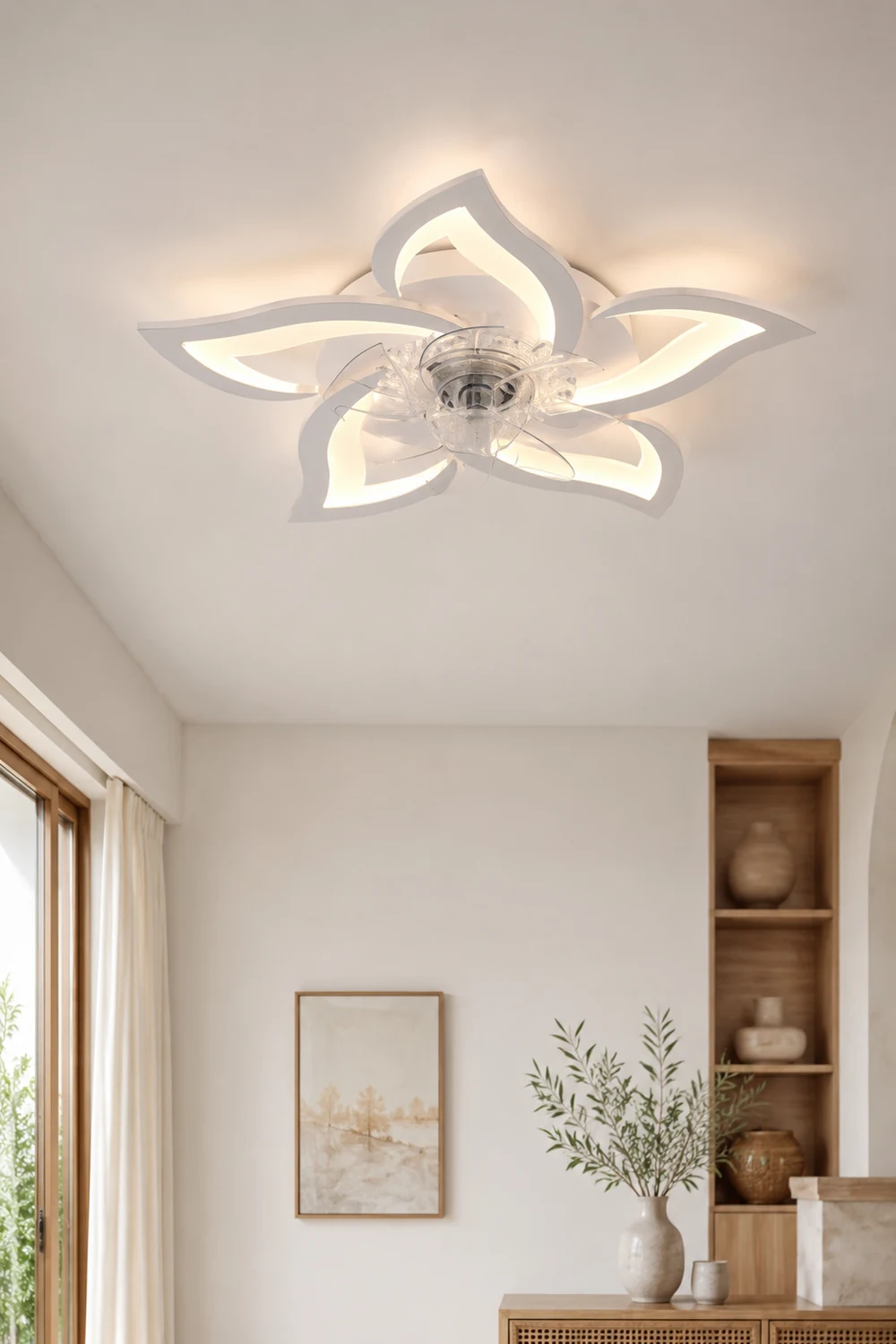 Hana Deckenventilator mit Beleuchtung Blume, 2 Farben, ∅65CM - Lumpaz