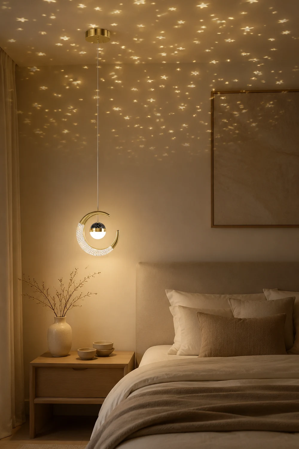 Madina LED Pendelleuchte Mond Sternenklar - Lumpaz