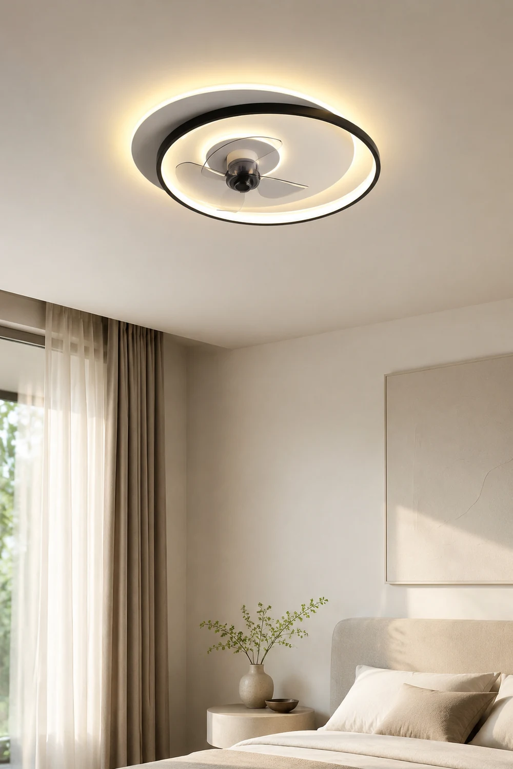 Quinn Deckenventilator mit Beleuchtung Doppel-Ring, 2 Farben, ∅46/56CM - Lumpaz