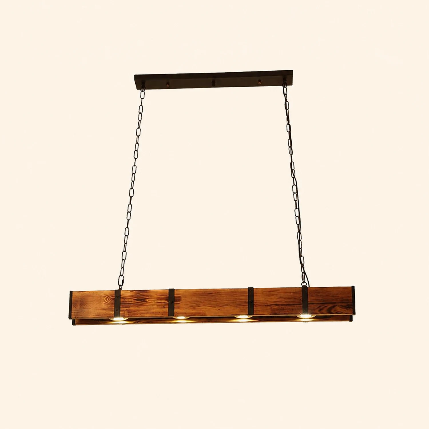 Alessio Pendelleuchte, Metall & Holz, L 100CM - Lumpaz