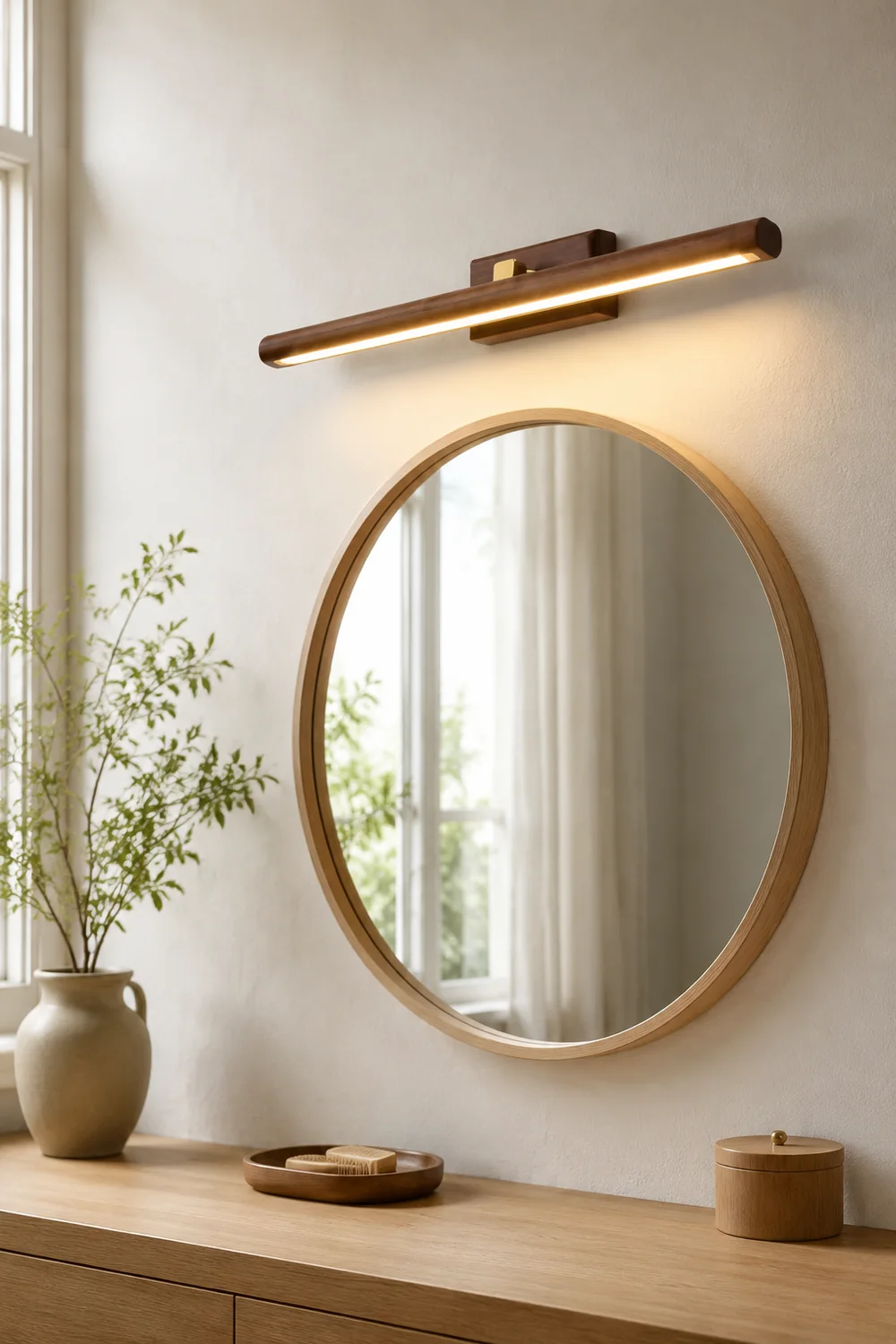 Ozawa Spiegelfront Wandleuchte Holz, 41/60/90CM Lang - Lumpaz