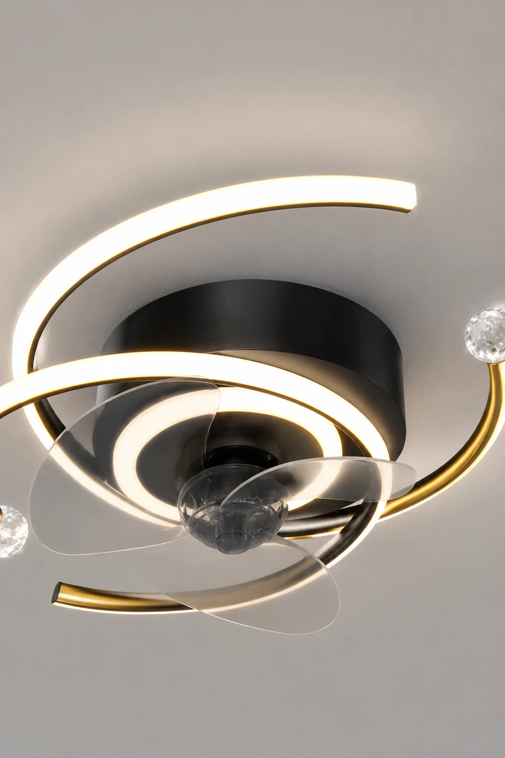 Quinn Deckenventilator mit Beleuchtung 3-Ring, 3 Stile, ∅50/52/53CM - Lumpaz