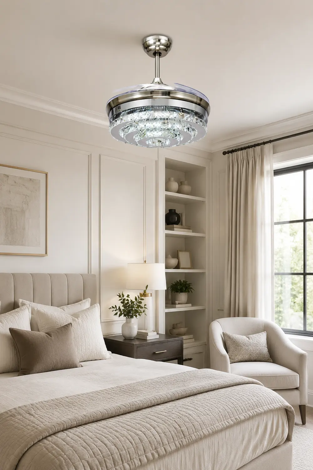 Kirsty Deckenventilator mit Beleuchtung Kristall Chrome, ∅48CM - Lumpaz