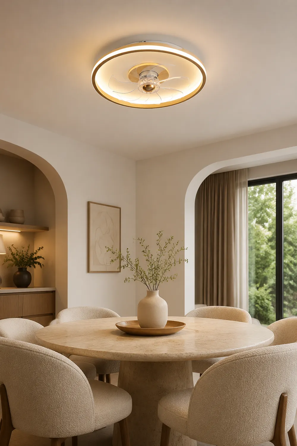 Ozawa Deckenventilator mit Beleuchtung Doppel-Licht, 2 Farben/Stile, ∅50CM - Lumpaz