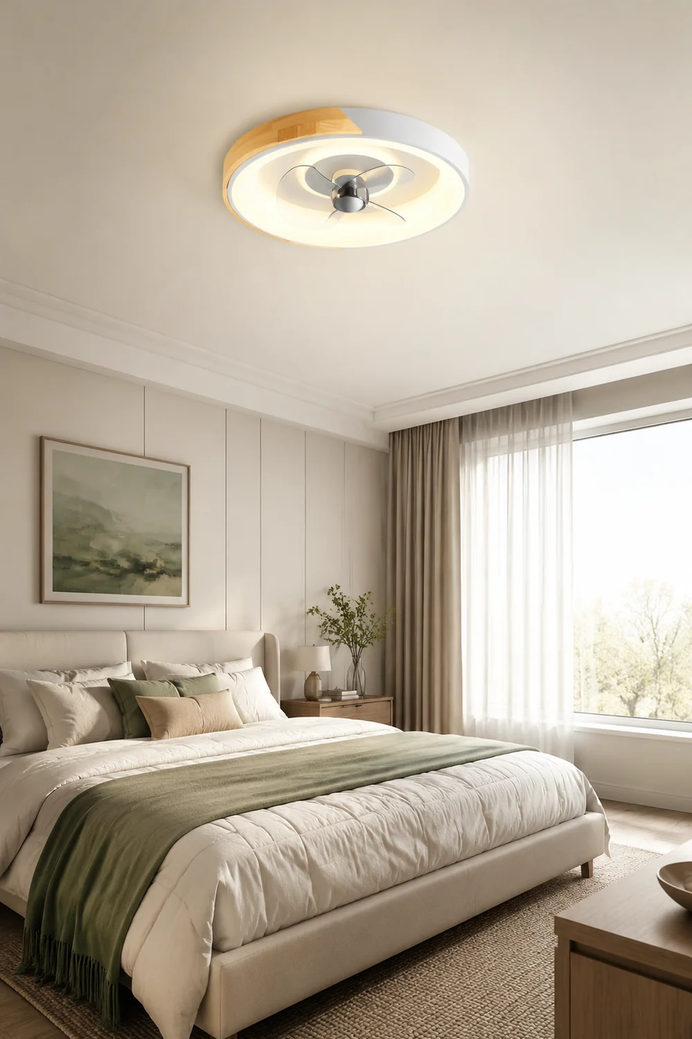 Ozawa Deckenventilator mit Beleuchtung, 3 Farben, ∅50CM - Lumpaz