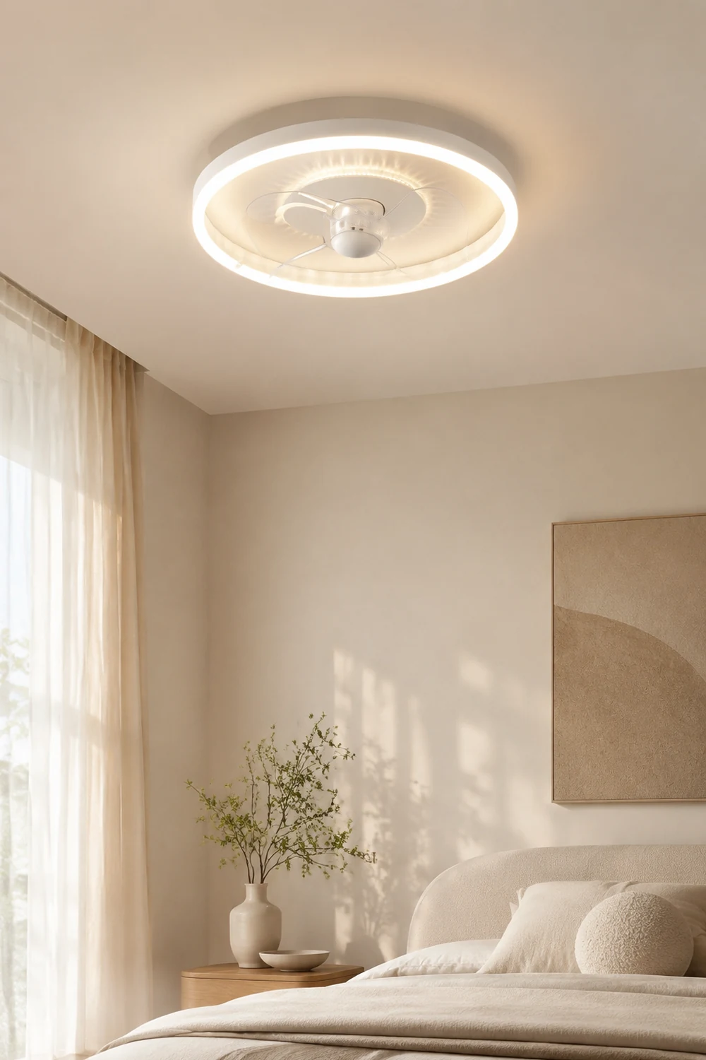 Quinn Deckenventilator mit Beleuchtung Weiß Doppel-Licht, ∅40/50CM - Lumpaz