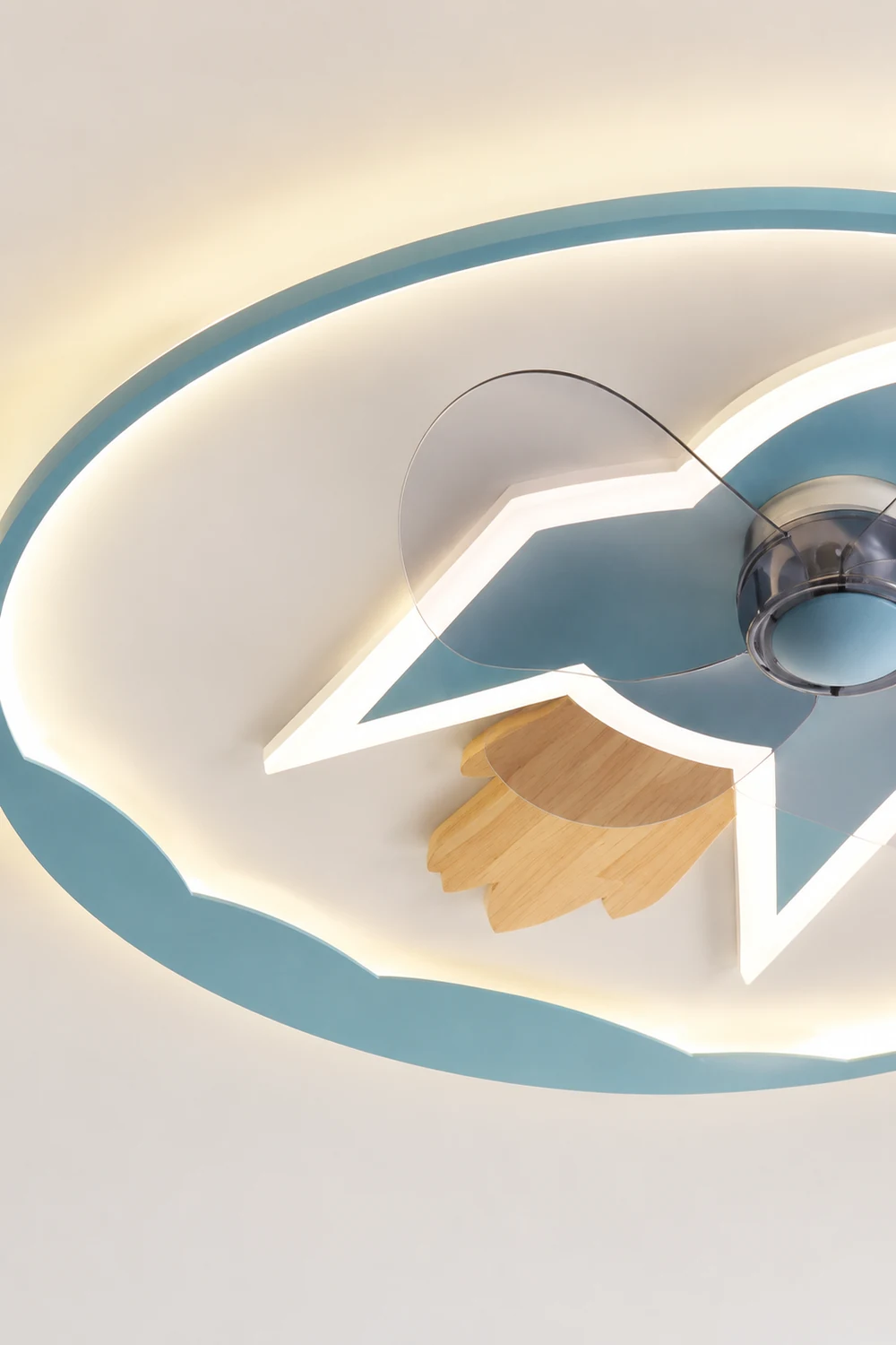 Minori Deckenventilator mit Beleuchtung Raketen-Form, 5 Farben, 2-flammig, ∅46CM/55CM - Lumpaz