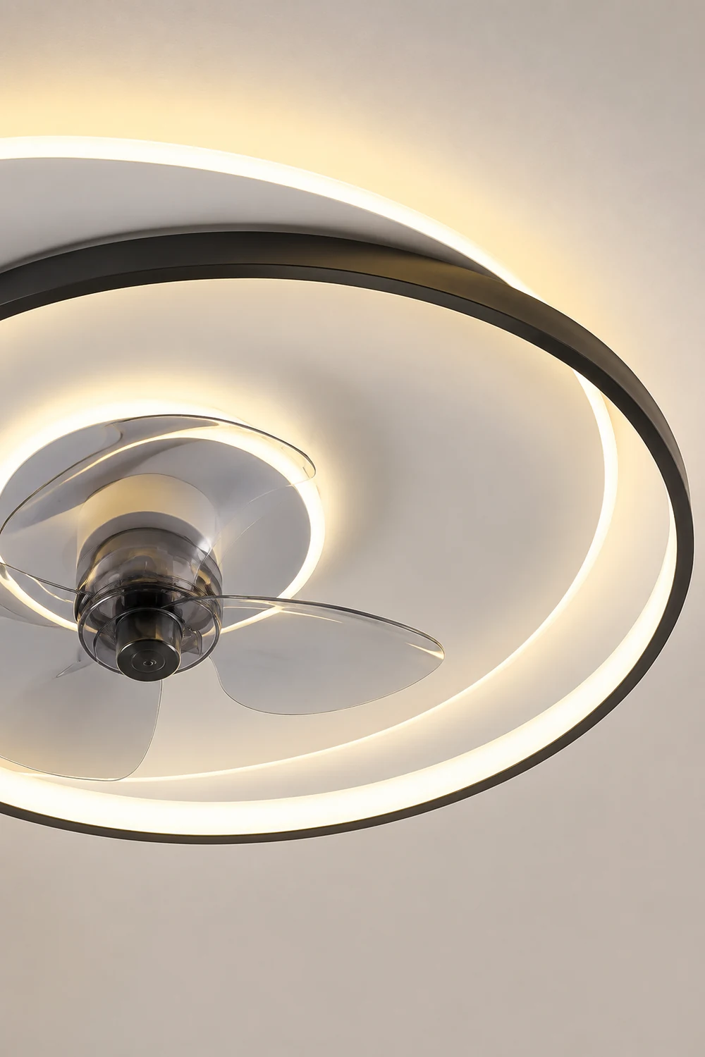 Quinn Deckenventilator mit Beleuchtung Doppel-Ring, 2 Farben, ∅46/56CM - Lumpaz