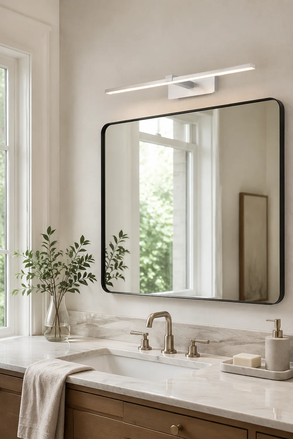 Leigh Spiegelfront Waschtisch-Wandleuchte, Silber, L 39/49/59CM - Lumpaz