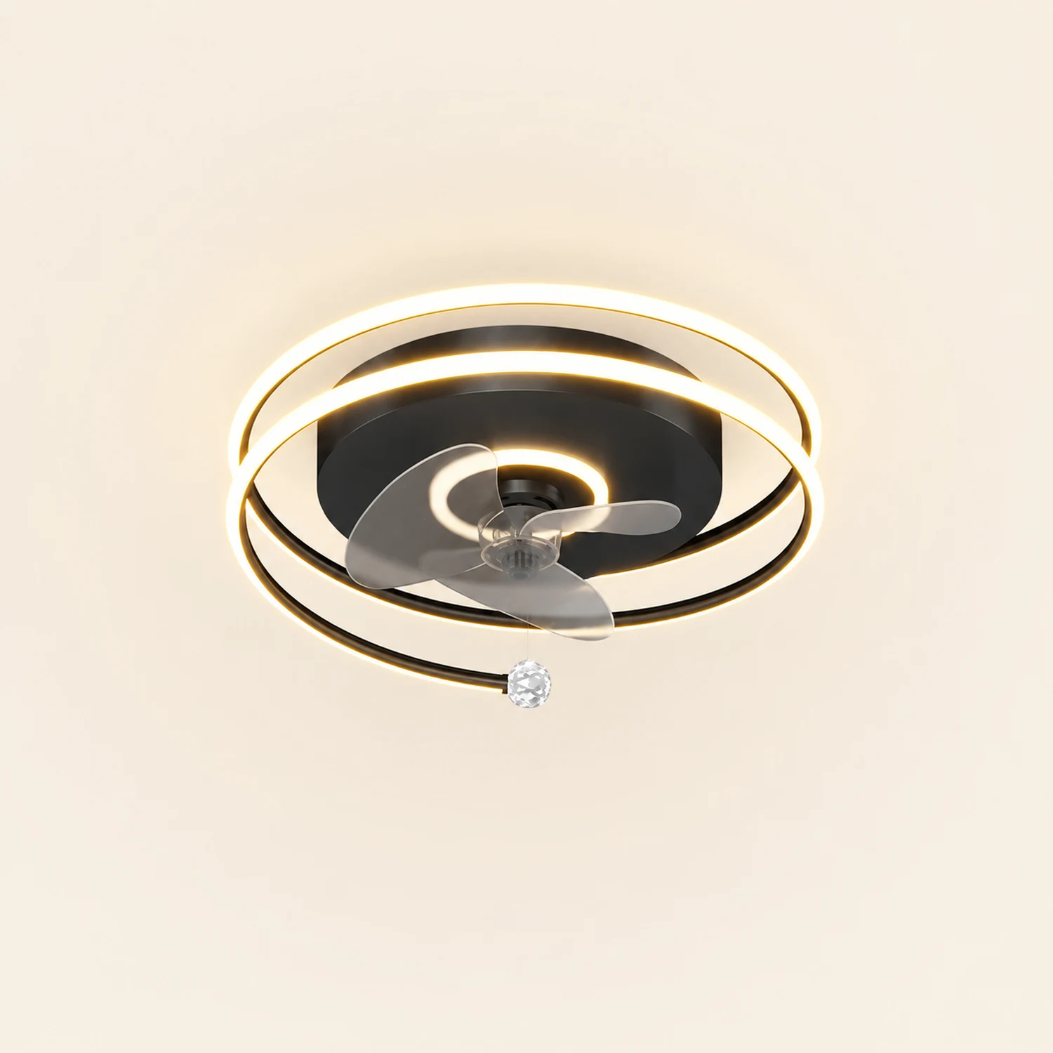 Quinn Deckenventilator mit Beleuchtung 3-Ring, 3 Stile, ∅50/52/53CM - Lumpaz