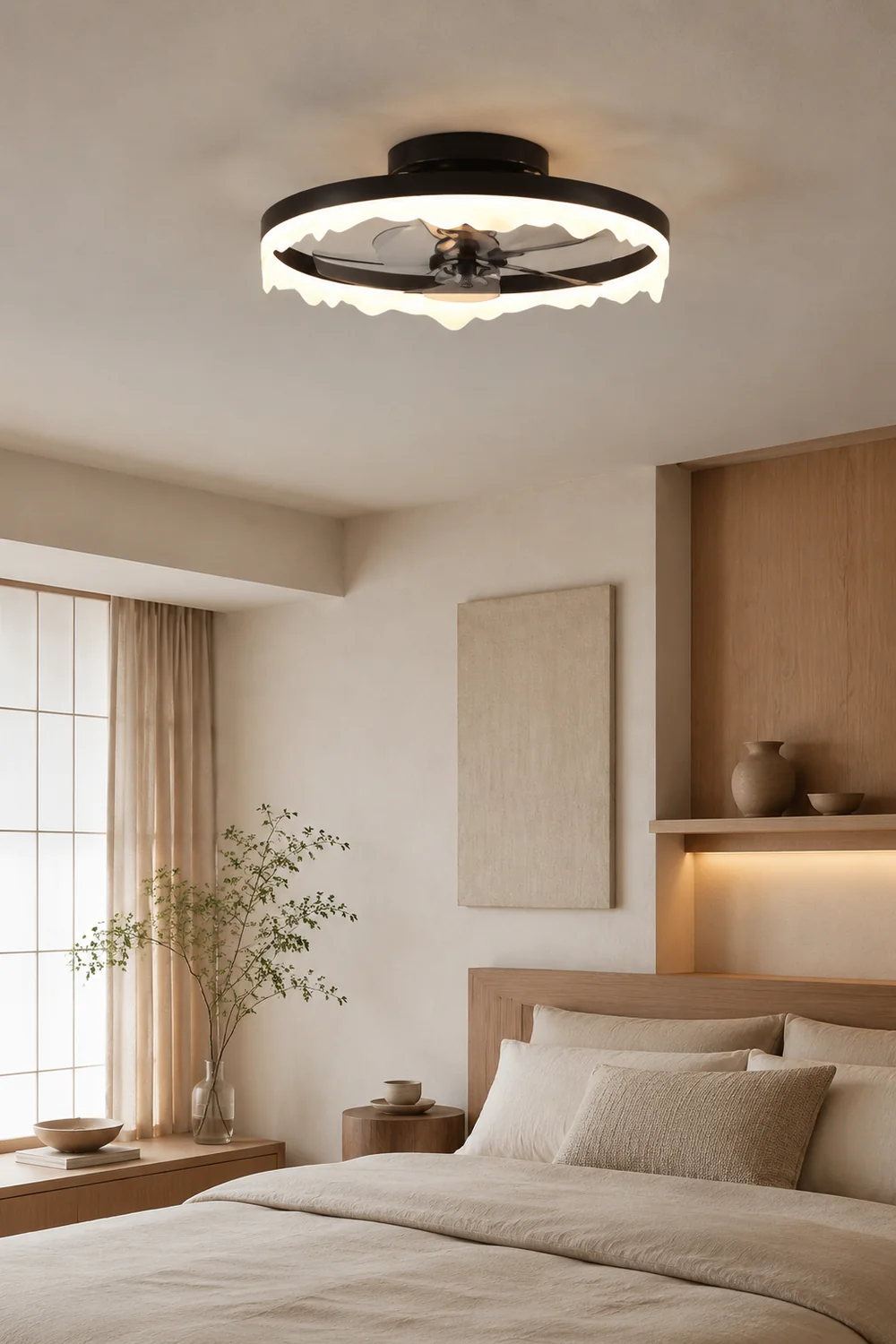 Herbert Deckenventilator mit Beleuchtung Weiß & Schwarz, 2 Farben, ∅50CM - Lumpaz