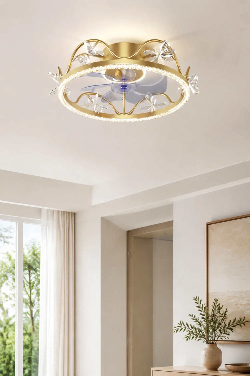Minori Deckenventilator mit Beleuchtung Schneeflocke, 4 Farben, ∅52CM/52CM - Lumpaz