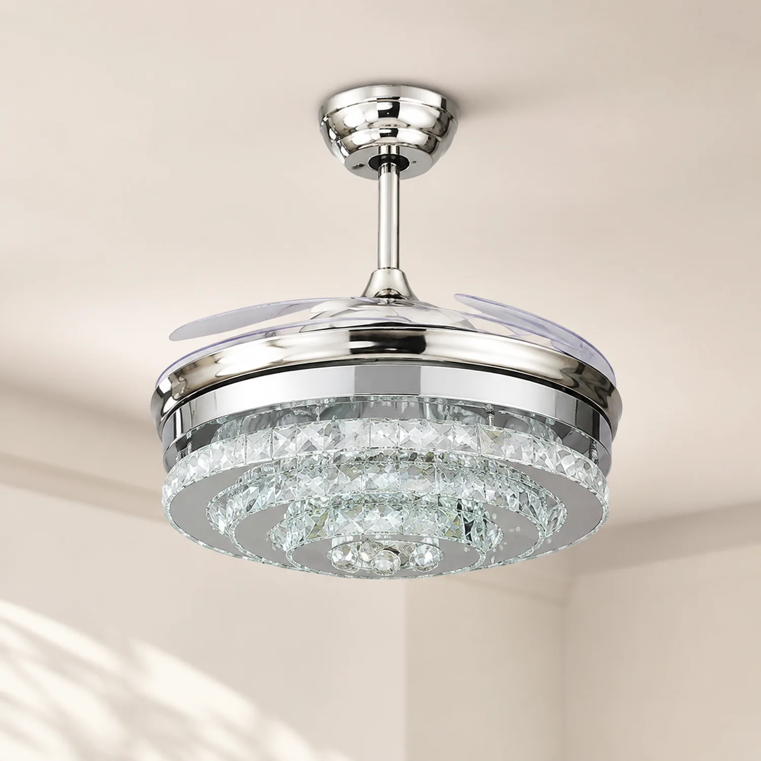 Kirsty Deckenventilator mit Beleuchtung Kristall Chrome, ∅48CM - Lumpaz