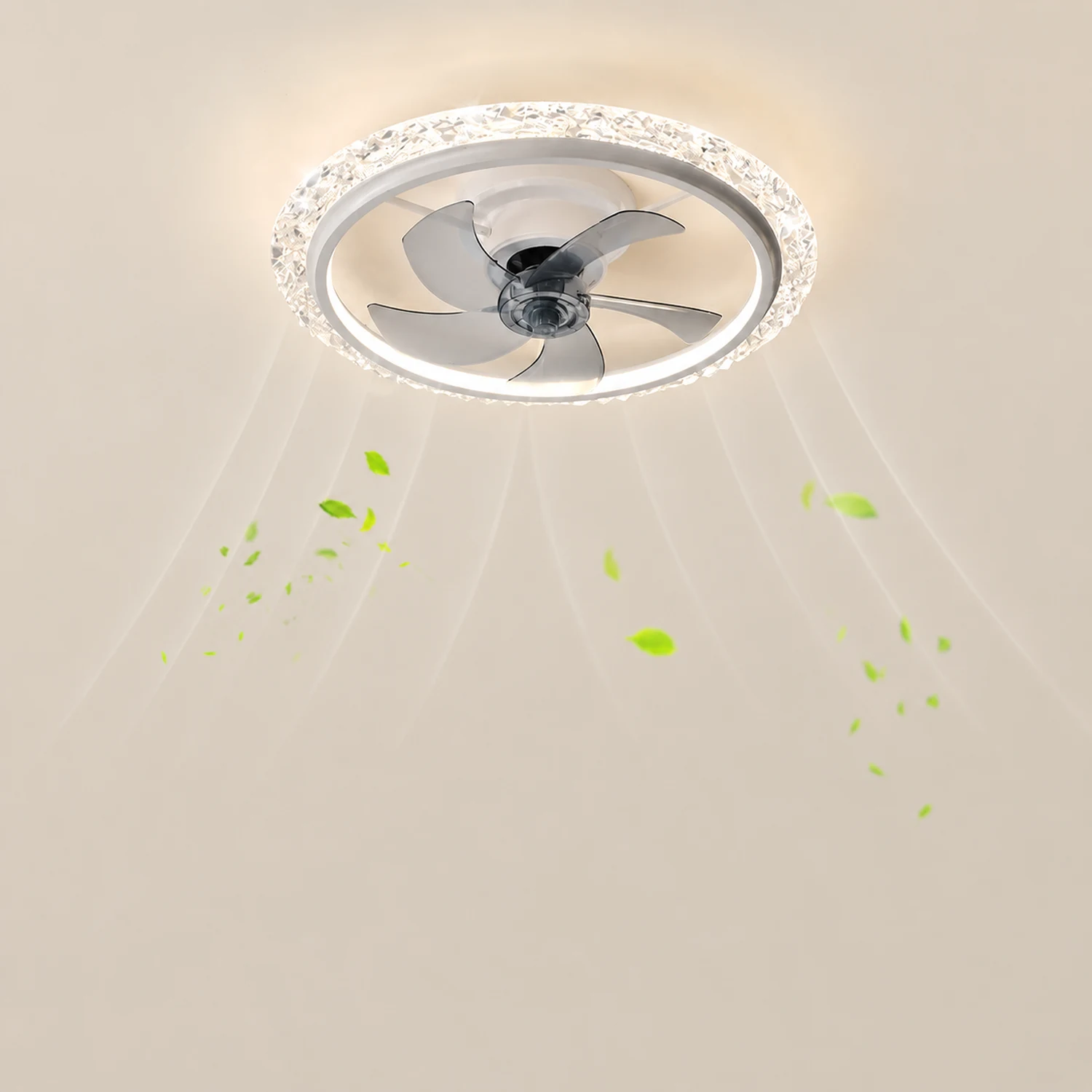 Kirsten Deckenventilator mit Beleuchtung, 2 Farben, 2-flammig, ∅51CM/61CM - Lumpaz