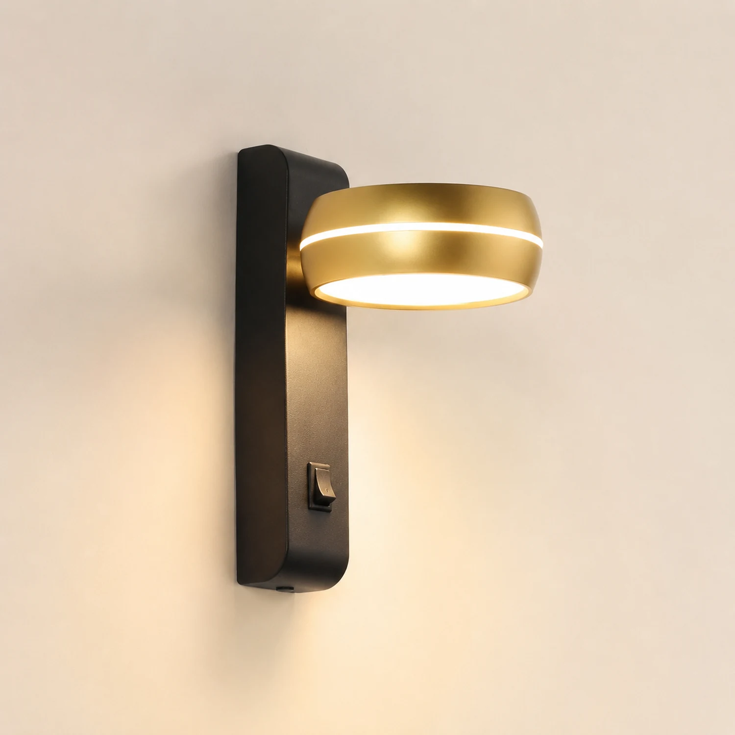 LED-Wandleuchte Schlafzimmer Nachttischlampe mit Schalter Wohnzimmer einfache Drehkopf-Wandleuchte - Lumpaz