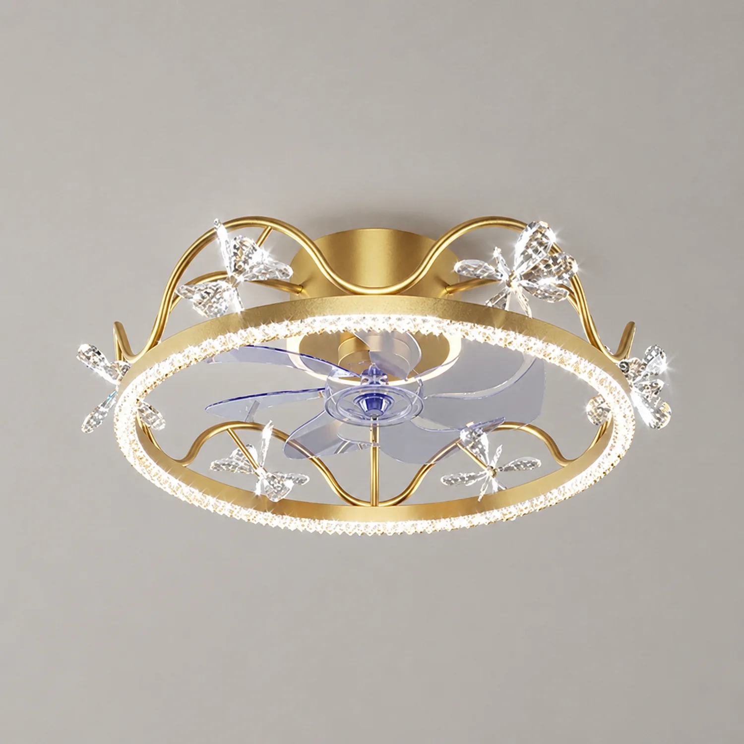 Minori Deckenventilator mit Beleuchtung Schneeflocke, 4 Farben, ∅52CM/52CM - Lumpaz