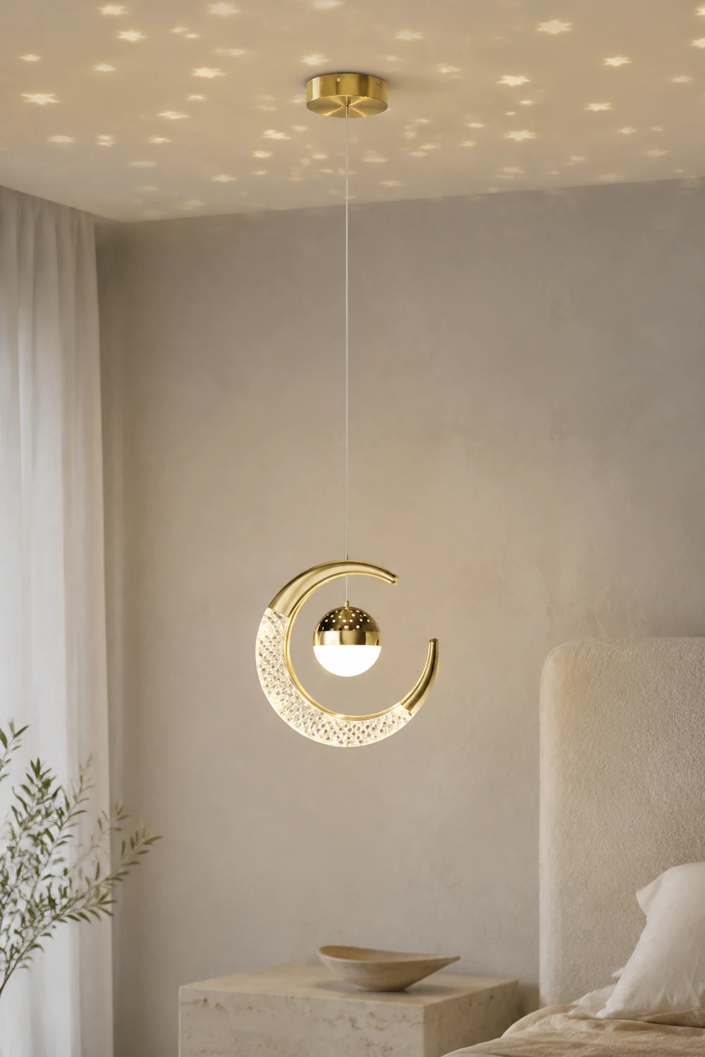 Madina LED Pendelleuchte Mond Sternenklar - Lumpaz