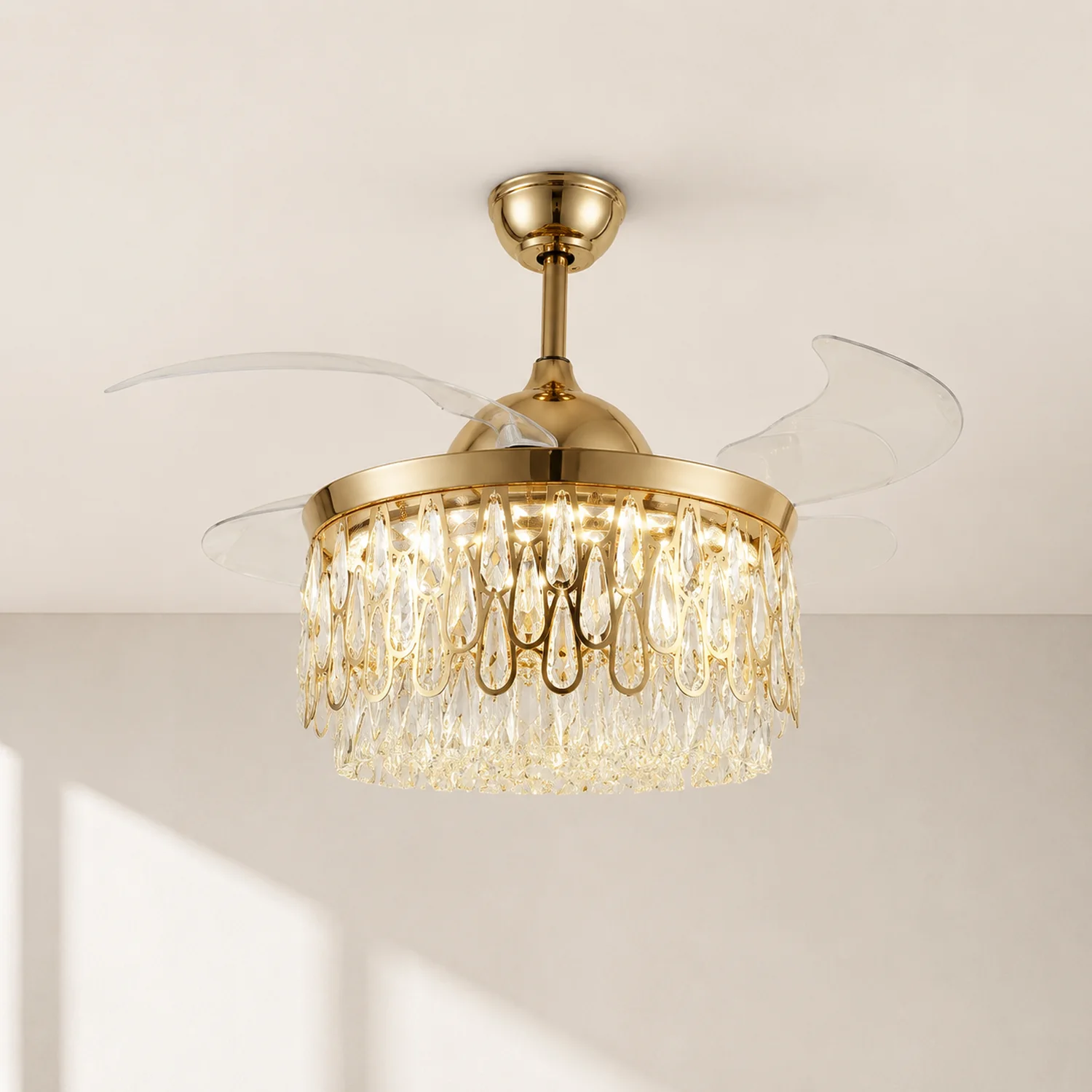 Kirsty Deckenventilator mit Beleuchtung Kristall, ∅107CM - Lumpaz