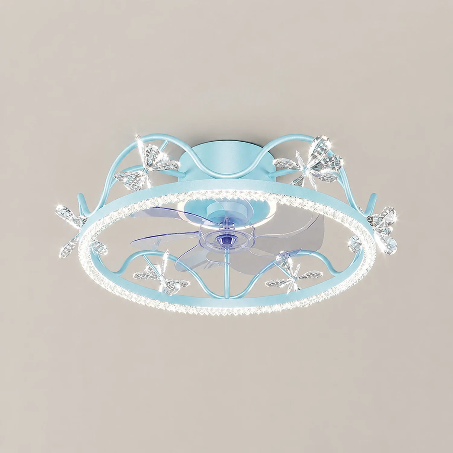 Minori Deckenventilator mit Beleuchtung Schneeflocke, 4 Farben, ∅52CM/52CM - Lumpaz