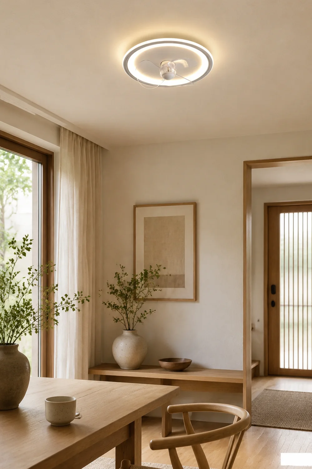 Edge Deckenventilator mit Beleuchtung Ring Weiß, ∅40/50CM - Lumpaz