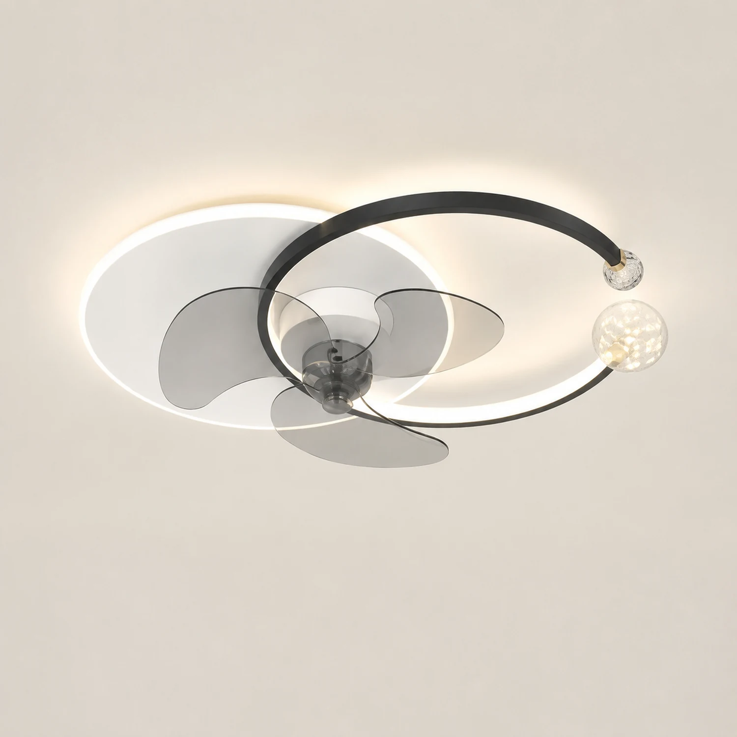 Morandi Sternenklar Deckenventilator mit Beleuchtung Doppel-C, 2 Farben, 62CM Lang - Lumpaz