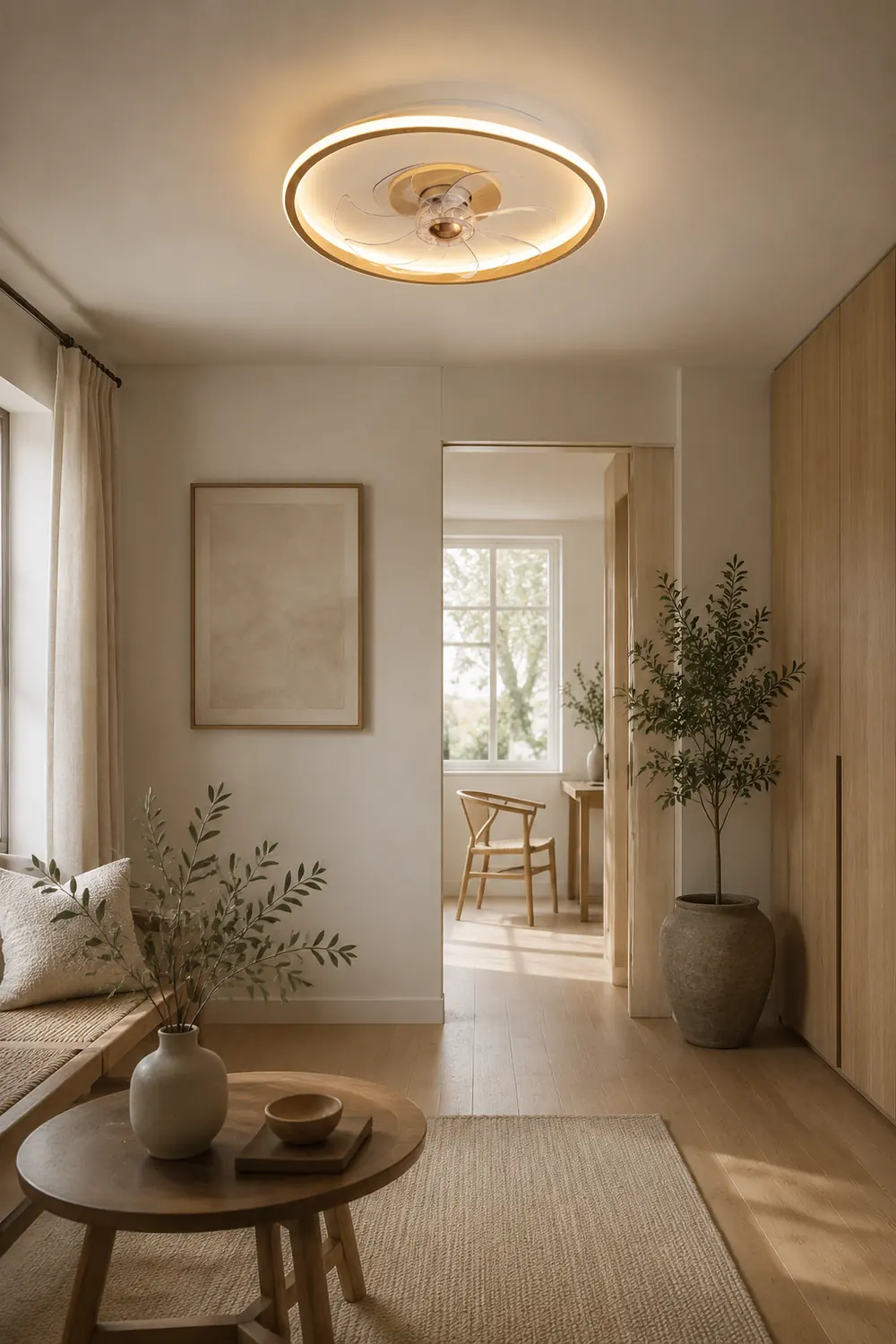 Ozawa Deckenventilator mit Beleuchtung Doppel-Licht, 2 Farben/Stile, ∅50CM - Lumpaz