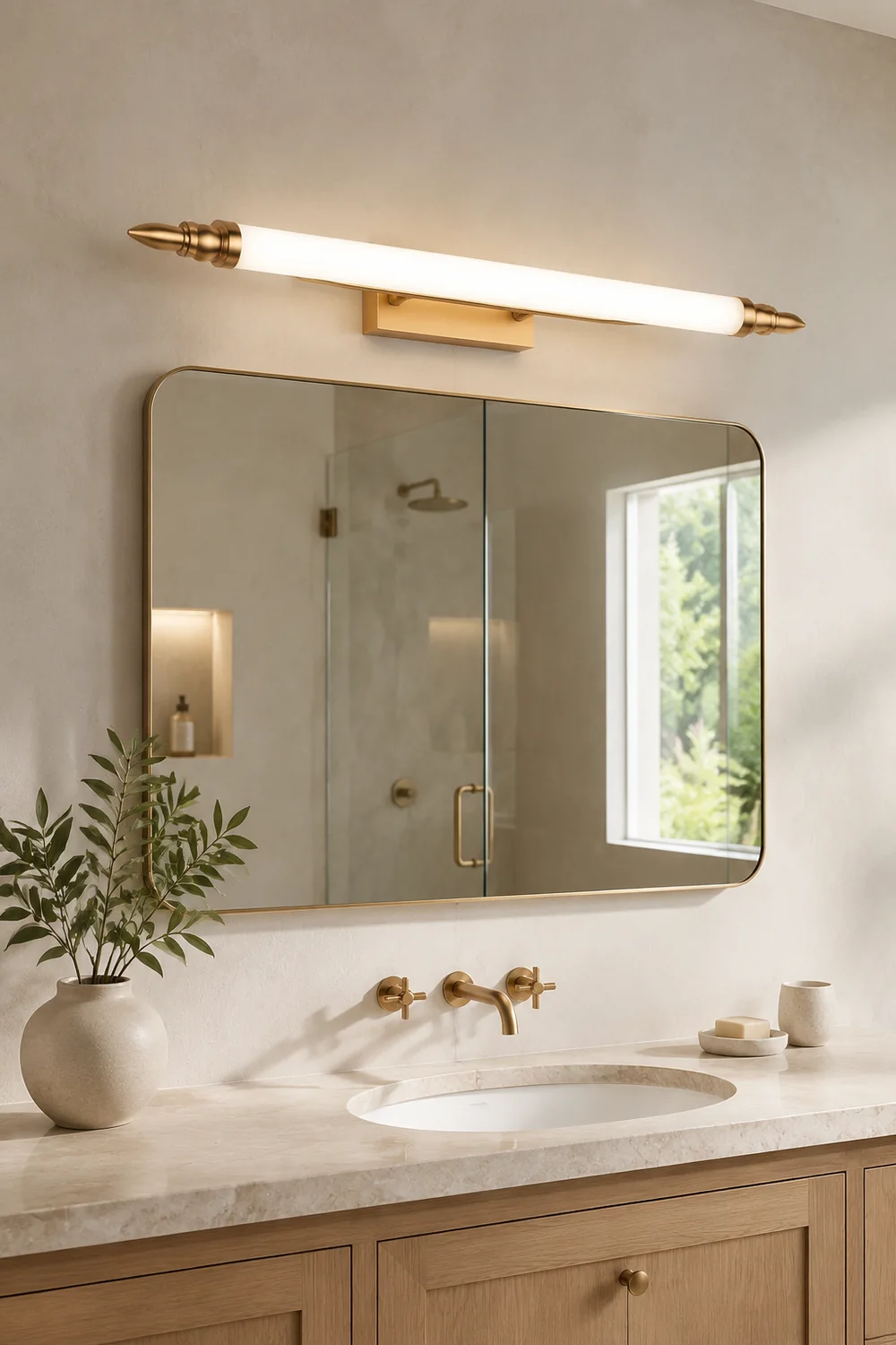 Leigh Spiegelfront Waschtisch-Wandleuchte, L 55/65/75CM - Lumpaz