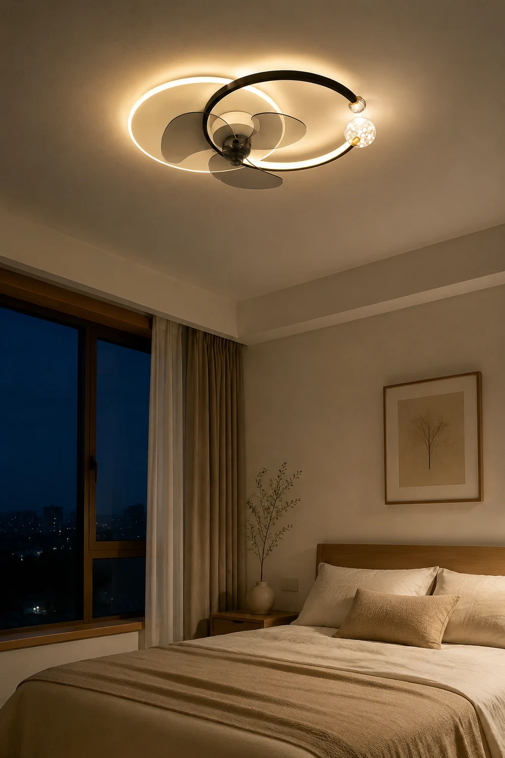 Morandi Sternenklar Deckenventilator mit Beleuchtung Doppel-C, 2 Farben, 62CM Lang - Lumpaz