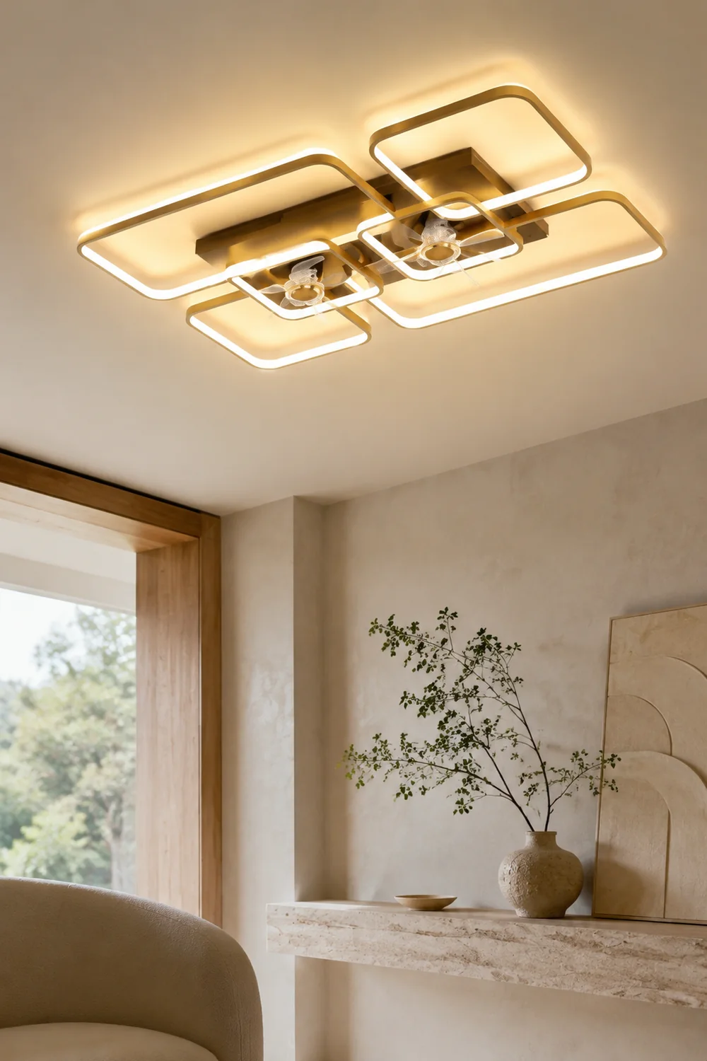 Lacey 2-Deckenventilator mit Beleuchtung, 2 Farben, ∅46/55/90/107CM - Lumpaz