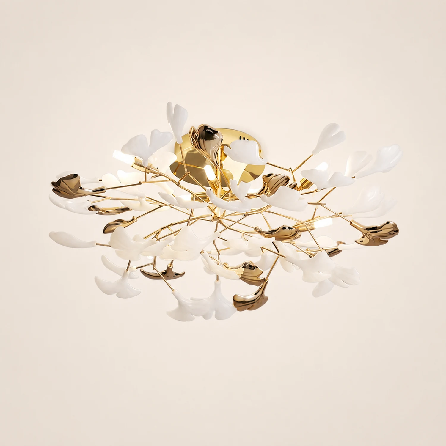 Ophelia Flush Mount Deckenleuchte, 36/47/48/56/60/76 Blätter, Keramik & Metall - Lumpaz