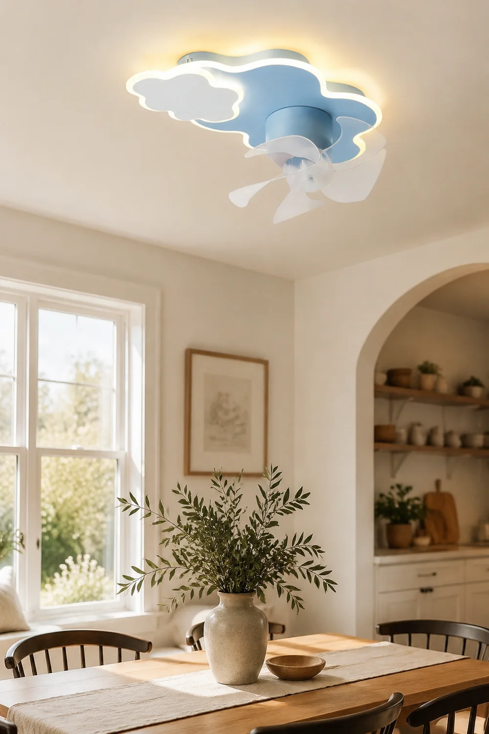 Minori Deckenventilator mit Beleuchtung Wolke, 3 Farben, 55CM/58CM Lang - Lumpaz