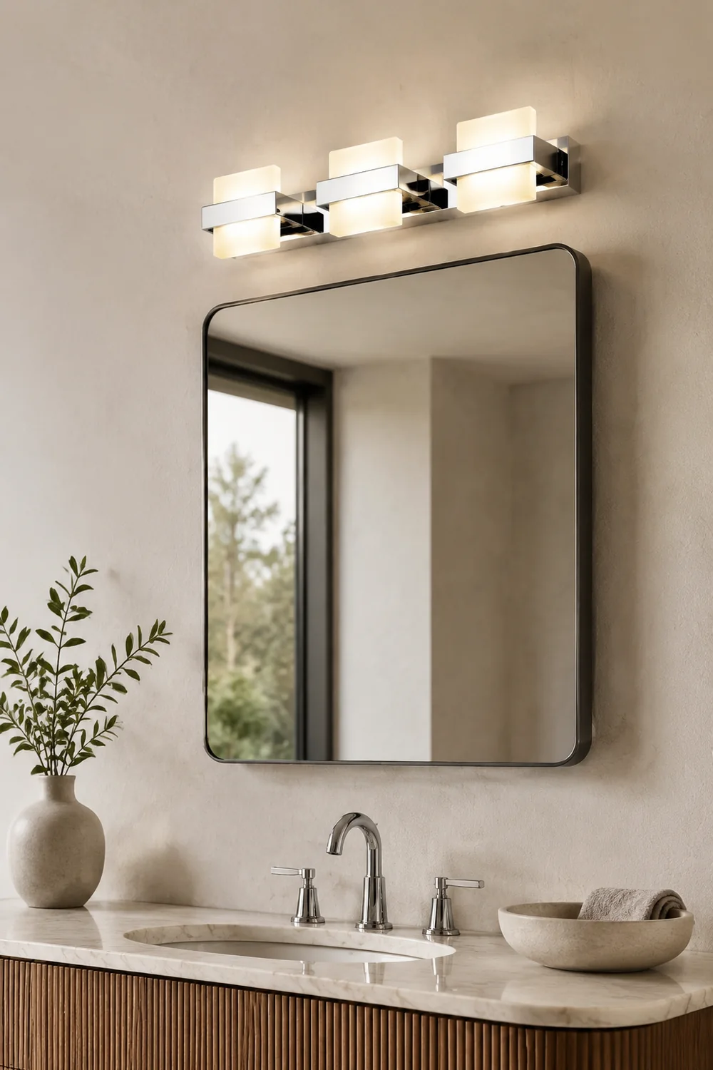 Leigh Spiegelfront Waschtisch-Wandleuchte, L12/32/50/68CM - Lumpaz