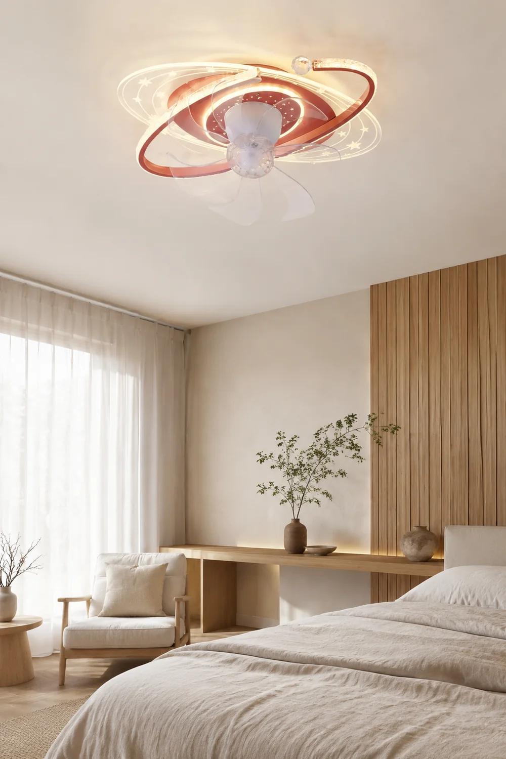 Minori Deckenventilator mit Beleuchtung Ellipse, 3 Farben, ∅50CM - Lumpaz